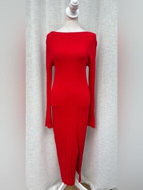 Stockholm Atelier & Other Stories bright red knitted long bodycon dress